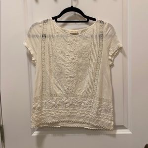Embroidered lace anthropology top